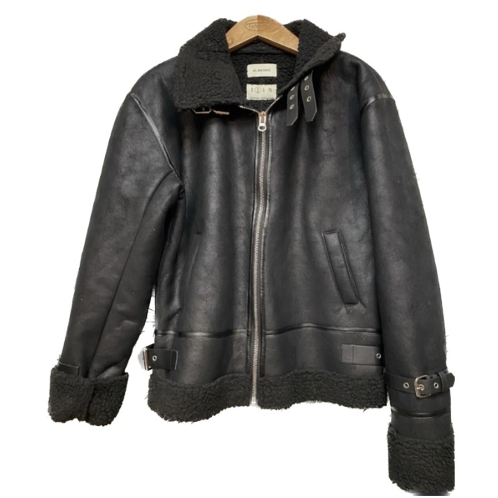 Aviator Faux Shearing Moto Jacket Thick Lined Flying Jacket